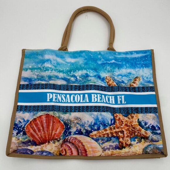 Alvin's Island Pensacola Beach Florida Reusable Beach Bag Large Tote Handle Bags - Picture 1 of 10